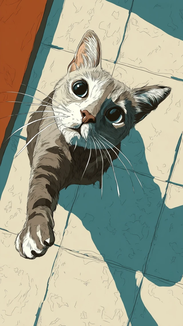 Cartoon Cat Reaching Out Illustration