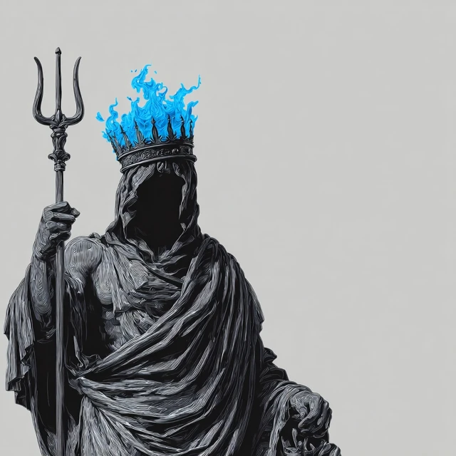 Hades King of Hell Statue Blue Fire Crown