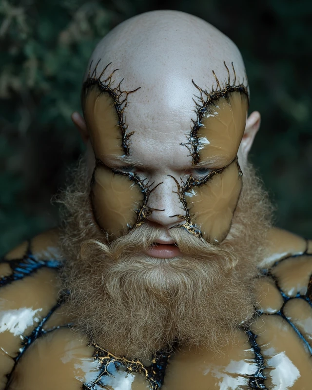 Abstract Photo of a Man with a Slug Mask
