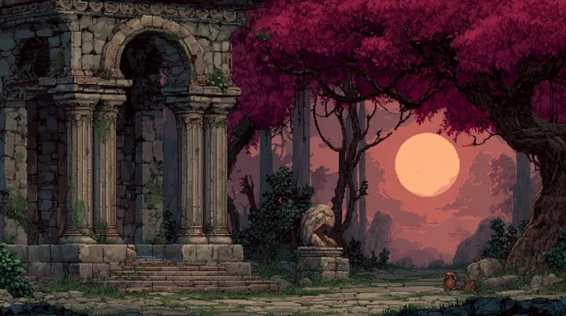 Pixel Art Fantasy Game Landscape