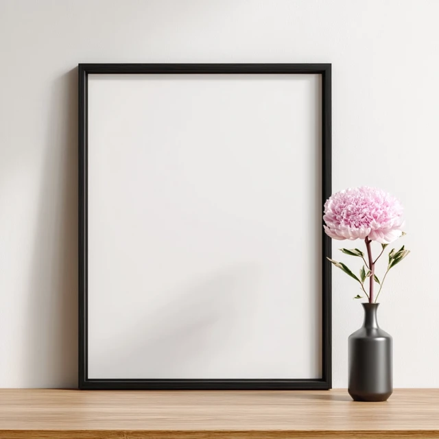 Minimalist Picture Frame with Flower and Vase