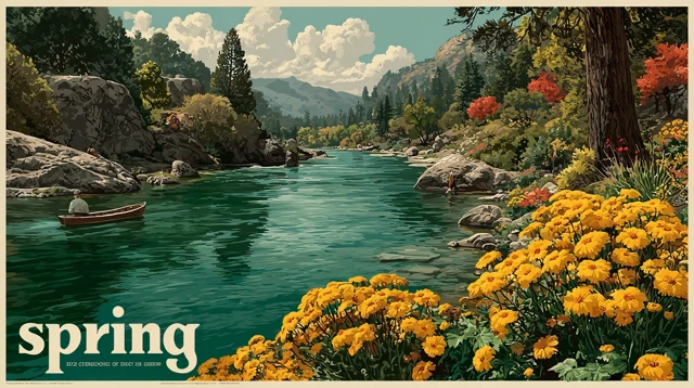 Spring in Central Park Vintage Poster