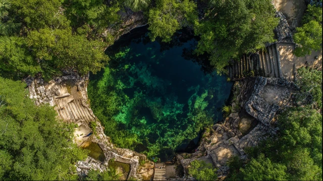 Yucatan Cenote Emerald Water Jungle
