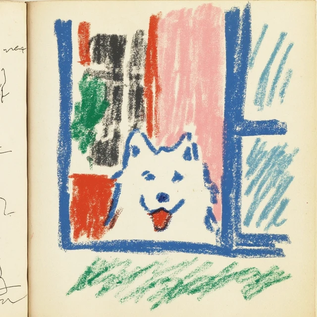 Happy Samoyed Hand Drawn Art