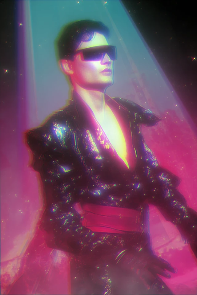 Retro Surreal Man Galaxy Inside Out 80s Aesthetic