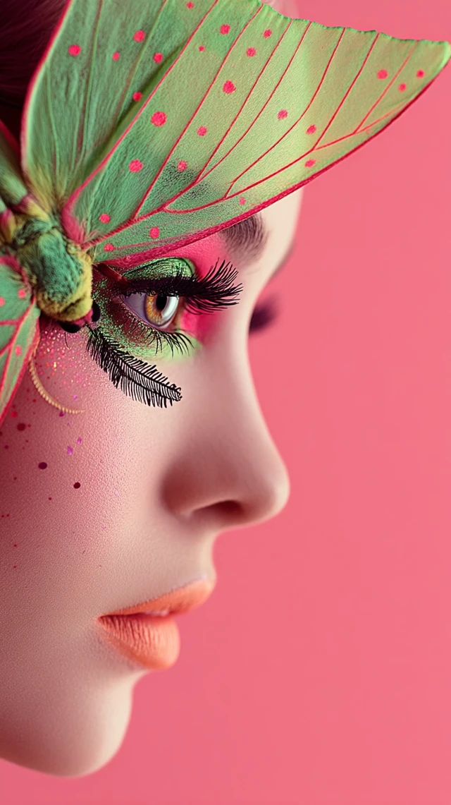 Luna Moth Makeup Look with Neon Eyeshadow