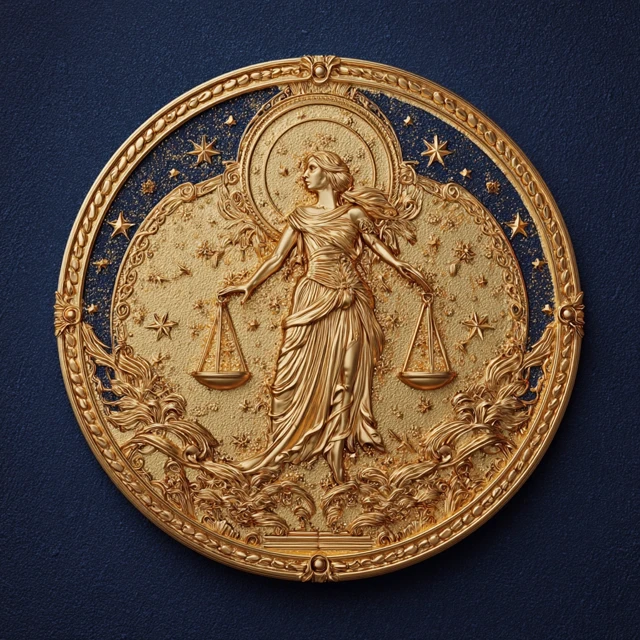 Libra Zodiac Sign Jewelry Gold 3D Illustration