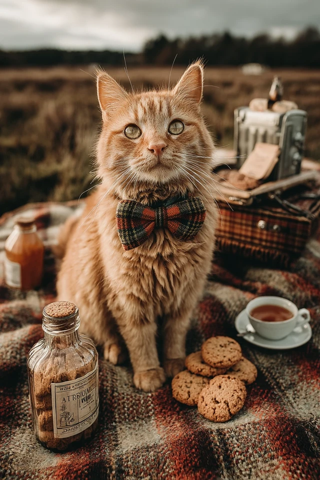 Ginger Cat in Scotland Picnic Cosy Photo