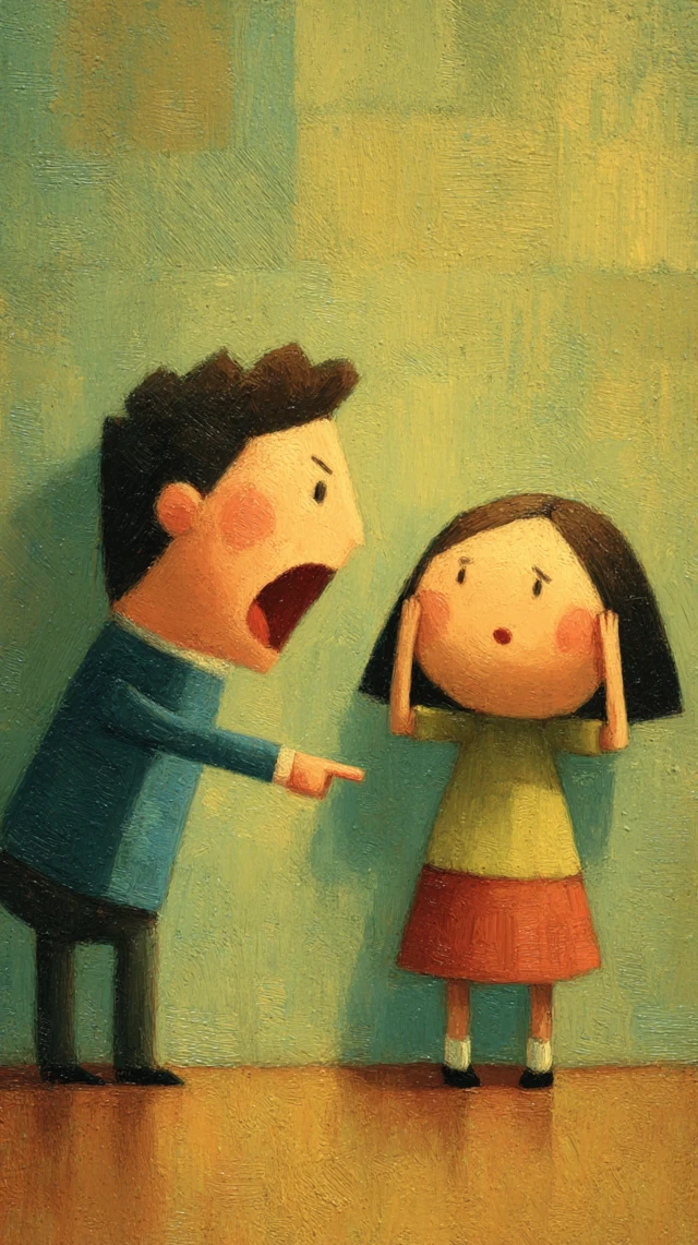 Childrens Book Illustration: Emotional School Scene