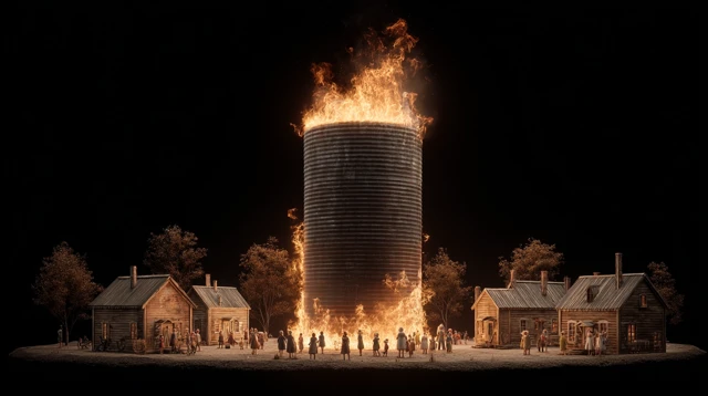 Furnace Village 8K Fire and Community Illustration