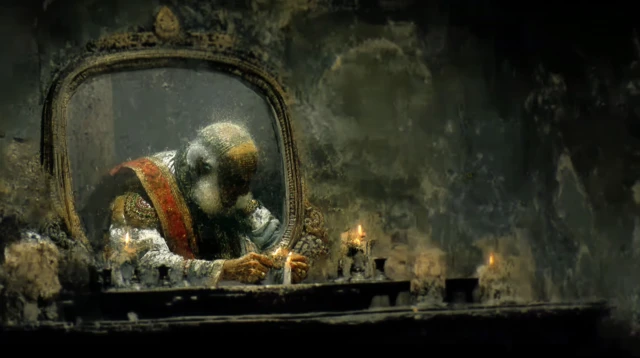 Kathakali Dancer Reflecting in Antique Mirror