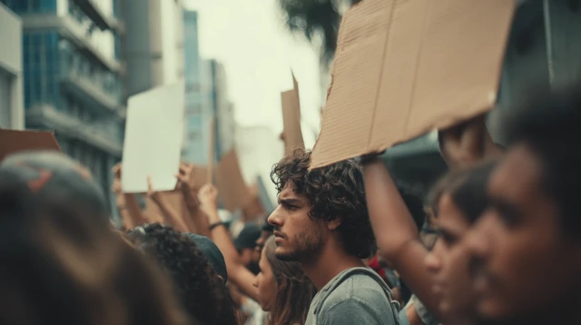 Brazilian Protest People with Signs