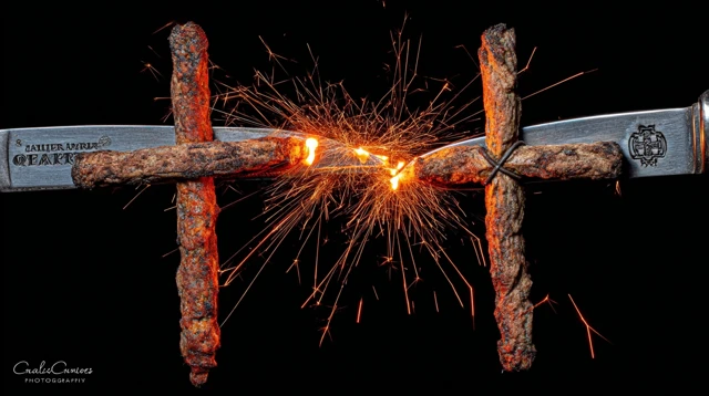 Spoon and Fork Crossed with Sparks