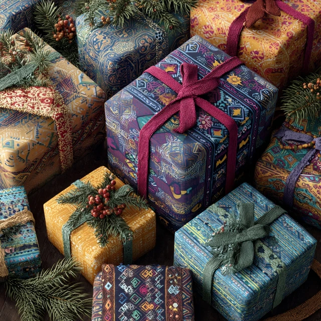 Christmas Gift Pattern Wallpaper Graphic Design