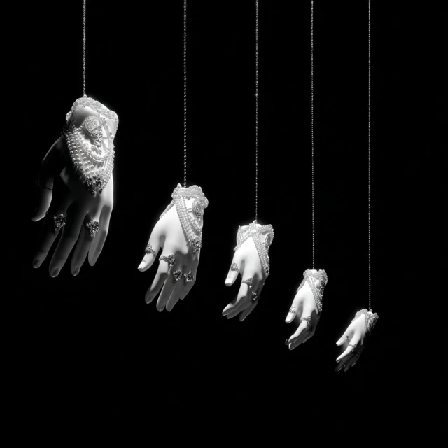 Mannequin Hands with Diamond Jewelry in Black and White