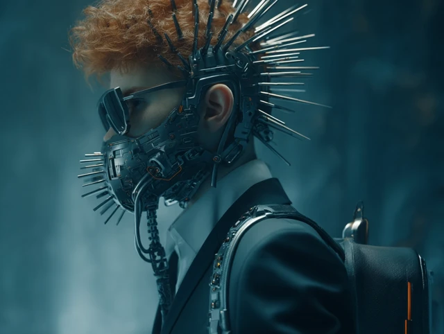 Futuristic Cyberpunk Man in Techwear