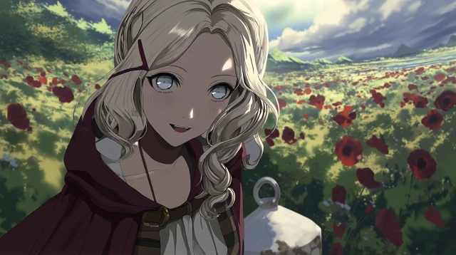 Anime Girl in a Flower Field