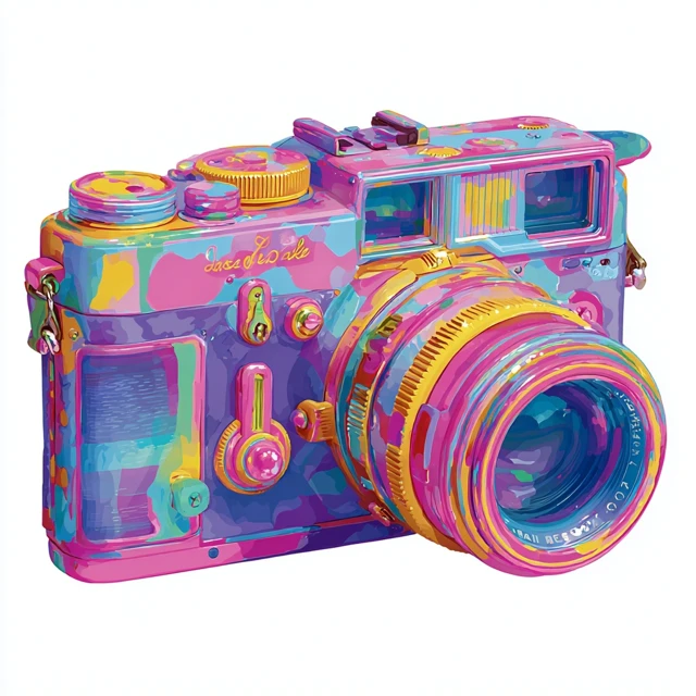Lisa Frank Inspired Camera Colorful Fun Design