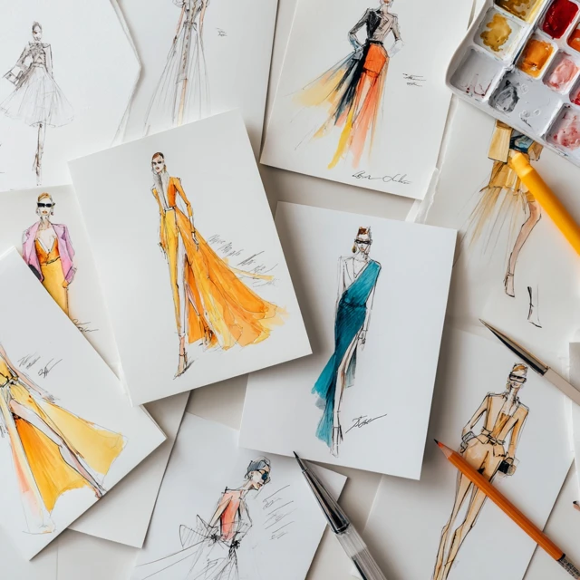 Fashion Designer Workspace Haute Couture Sketches
