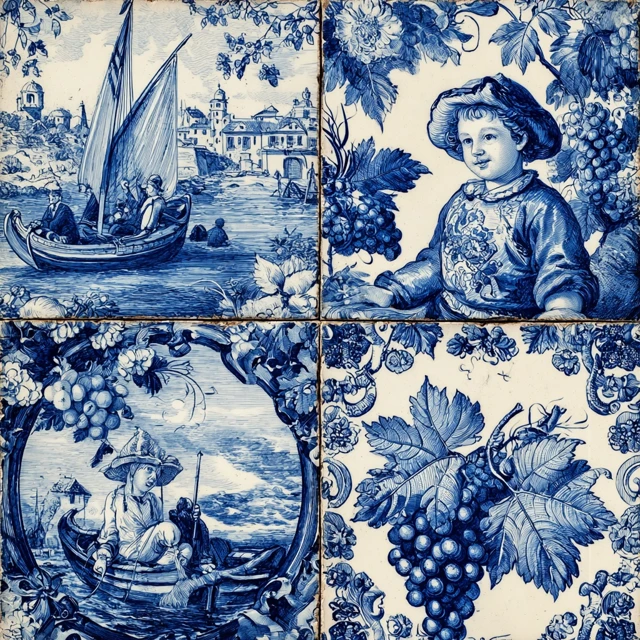 Portuguese Azulejo Tiles Medieval Boy Sailor Sailboat