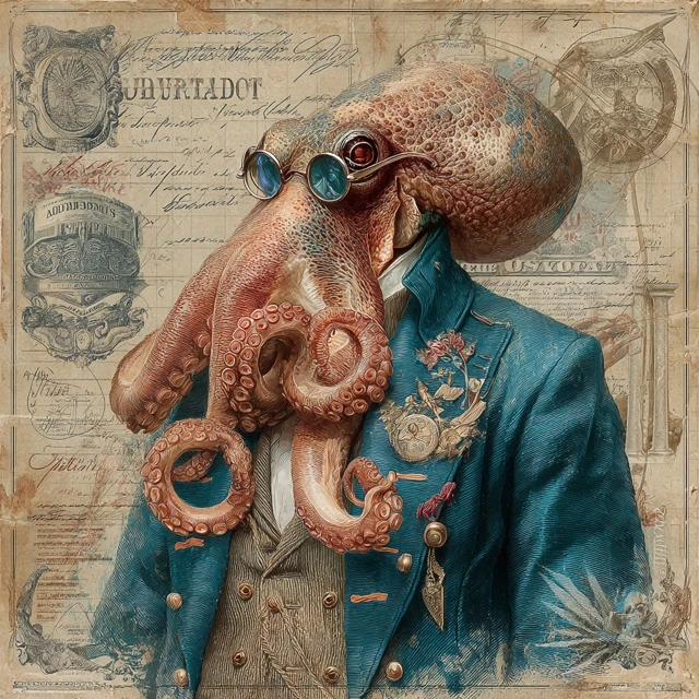 American Octopus Gentleman in Vintage Style