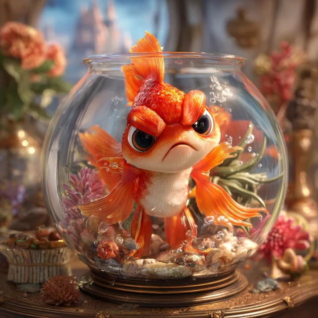 Cute 3D Goldfish with a Judgey Face