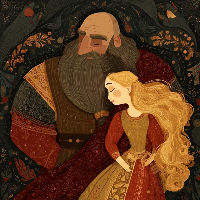 Giant and Maiden Illustration Romantic Scene
