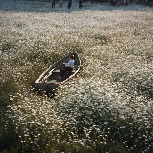 Boat in a Daisy Field Poetic Realistic Photography