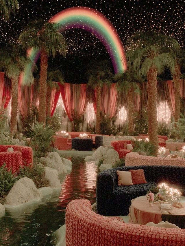 Retro Event Hall Dreamlike Arizona Night Vaporwave