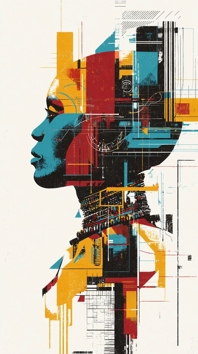 African Tribal Portrait Futuristic Art