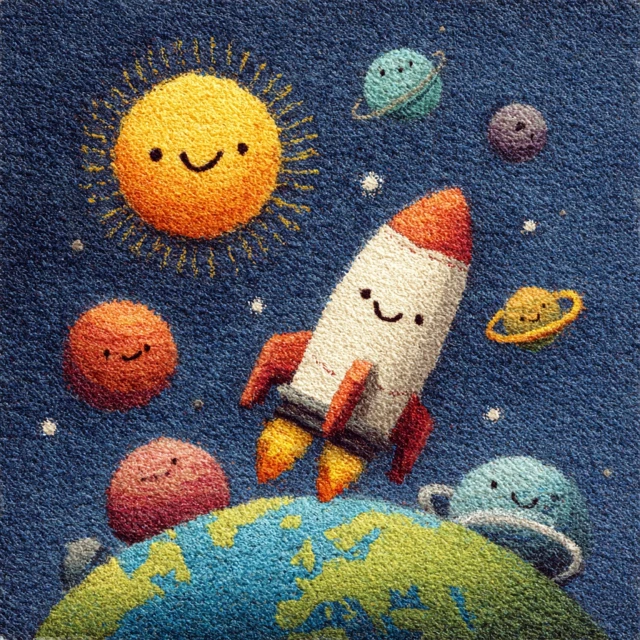 Happy Space Shuttle Cartoon Drawing