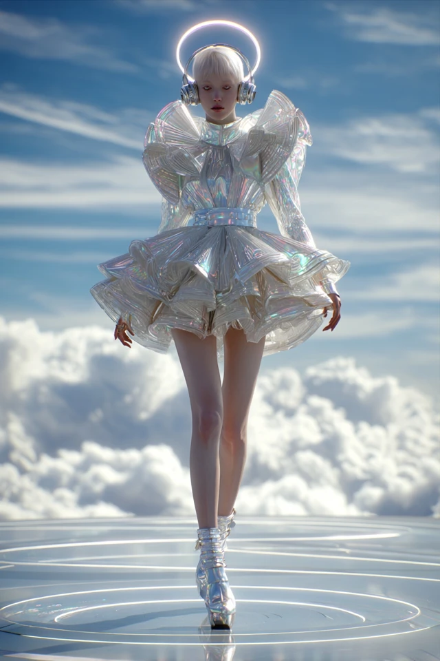 Futuristic Fashion Model in CyberVictorian Dream