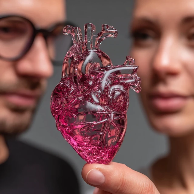 Pink Heart 3D Crystal Sculpture Art Object