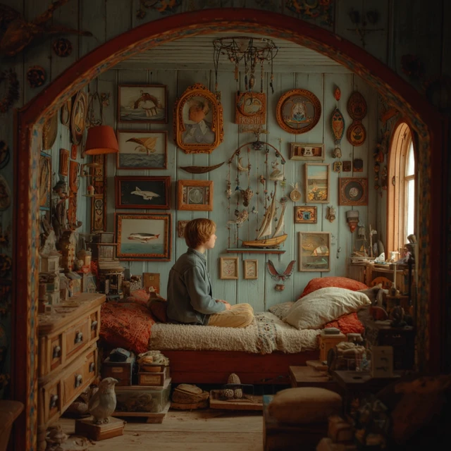 Vintage Faroe Island Bedroom: Folk Art and Nautical Theme