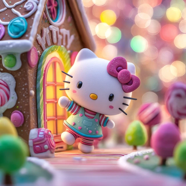 Hello Kitty in a Gingerbread Wonderland