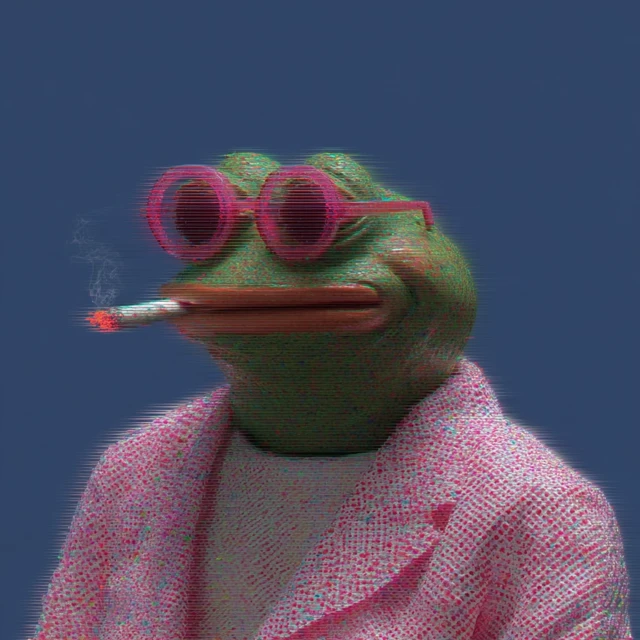 Abstract Frog Illustration in Pink Suit