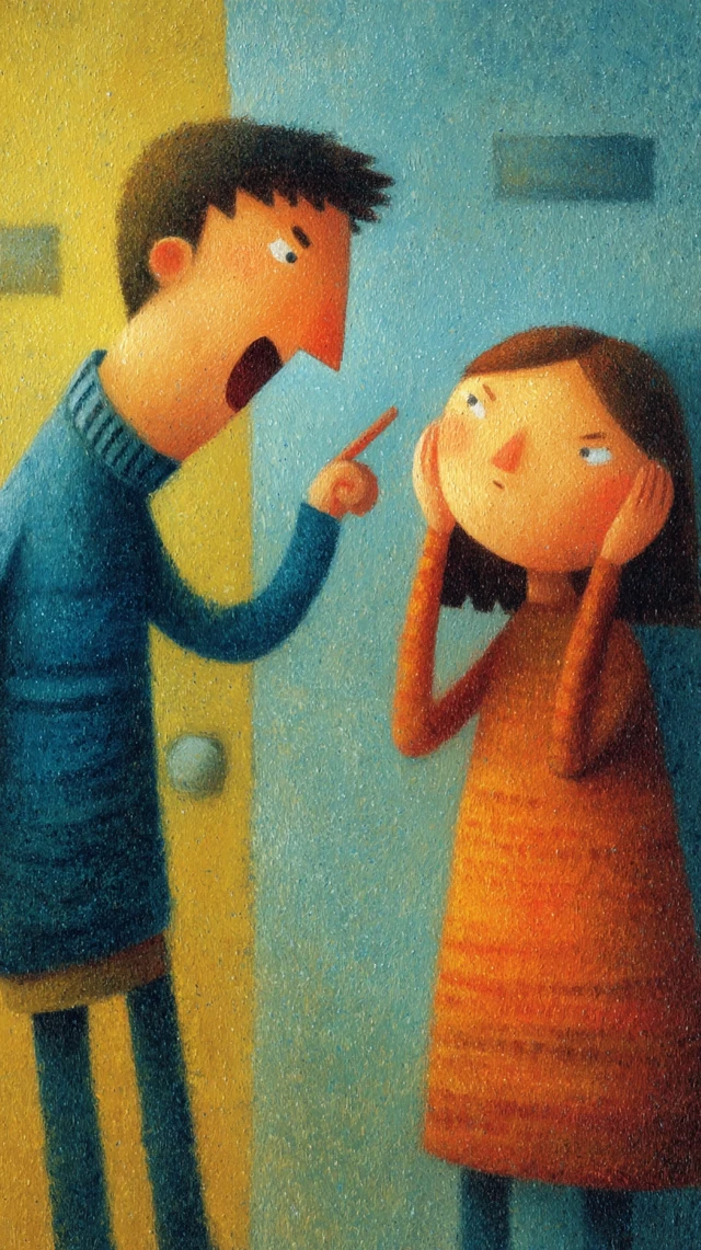 Childrens Book Illustration: Emotional School Scene