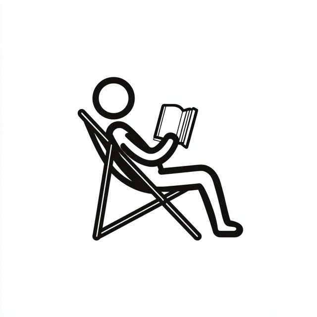 Person Reading Book Deck Chair Icon Vector