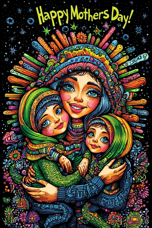 Happy Mothers Day Art: Earth Goddess and Kids