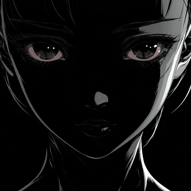 Anime Kawaii Face Pure Black Skintone