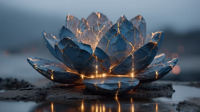 Volcanic Lotus Surreal Fantasy Landscape