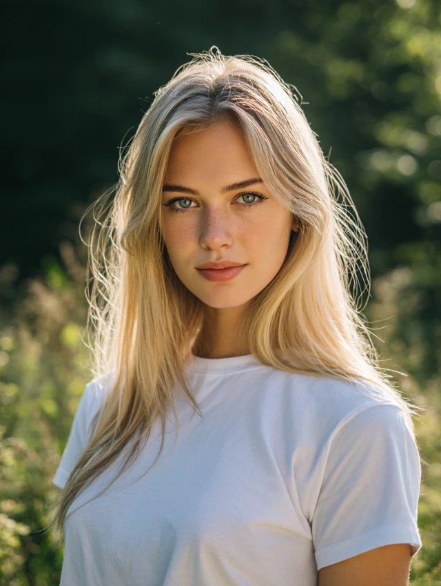 Blonde Girl Smiling in Summer Morning Light