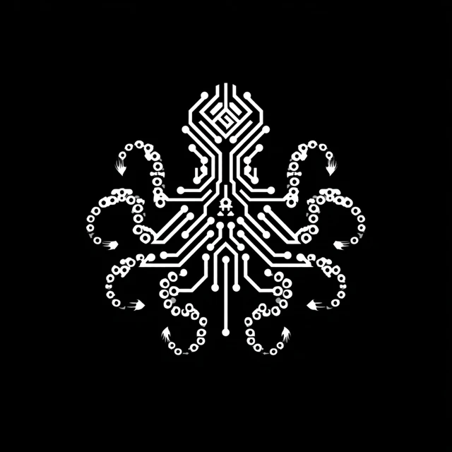Strange Octopus Circuit Board Logo Design
