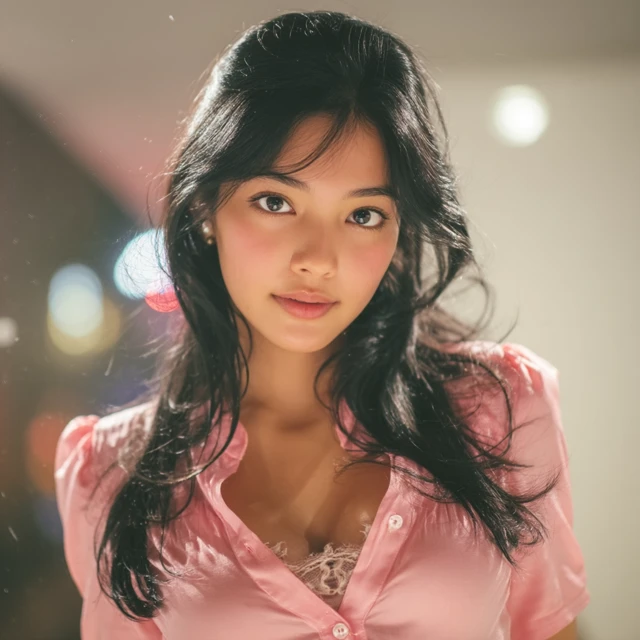 Indonesian Beauty in Pink Top Front View