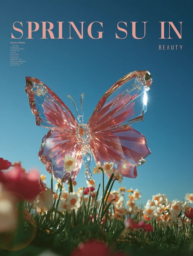 Spring Beauty Magazine Cover Glass Butterfly Flowers
