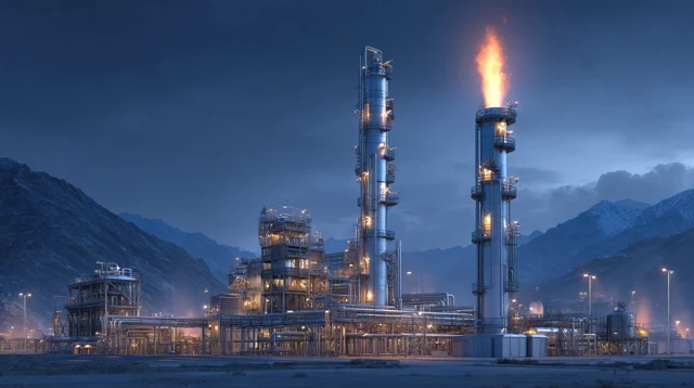 Gas Processing Facility at Night Khyber Pakhtunkhwa