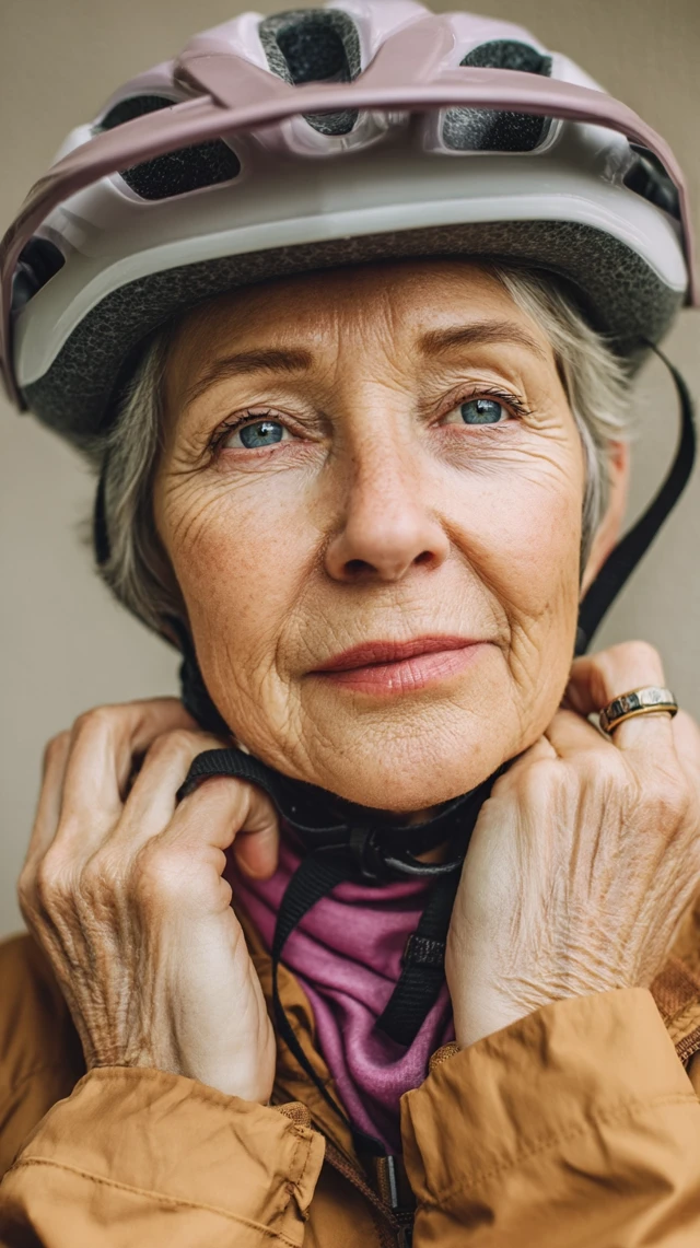 Senior Woman with Helmet Biking Portrait