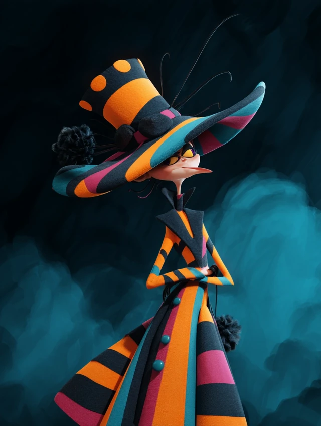 Whimsical Witch in Tim Burton Style