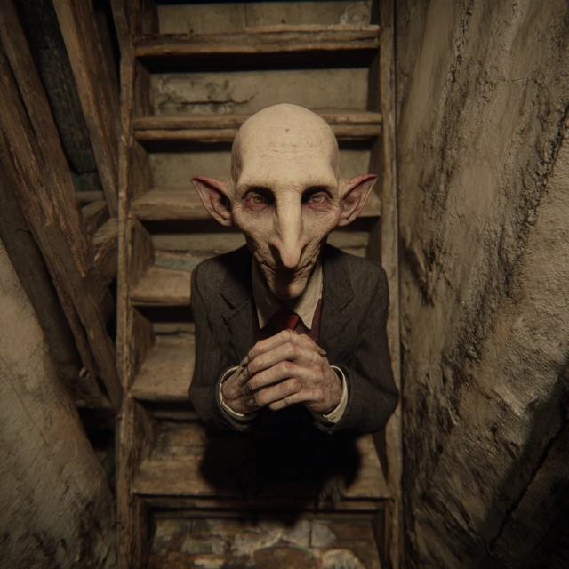 Nosferatu Creature in Dilapidated Cellar