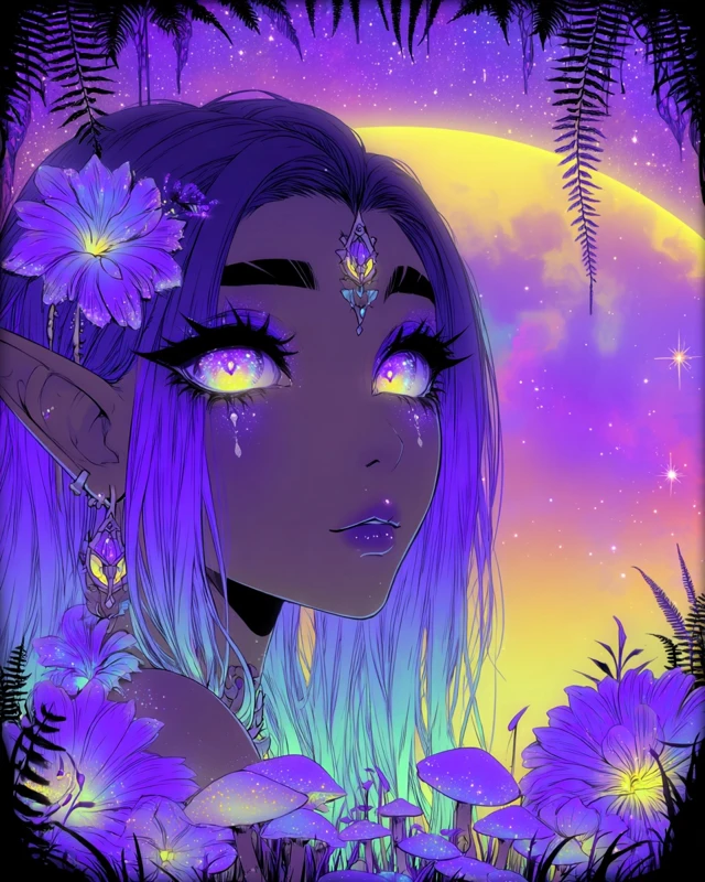 Celestial Elf Portrait Psychedelic Art